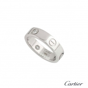 Cartier?White Gold Half Diamond Love Ring Size 60 B4032560
